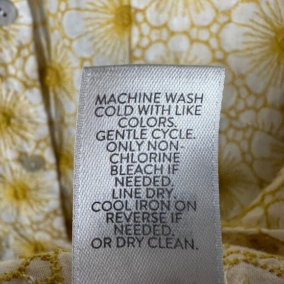 J Jill Top Womens Medium Petite Gold Embroidered Floral Button Down Long Sleeve - Picture 10 of 13